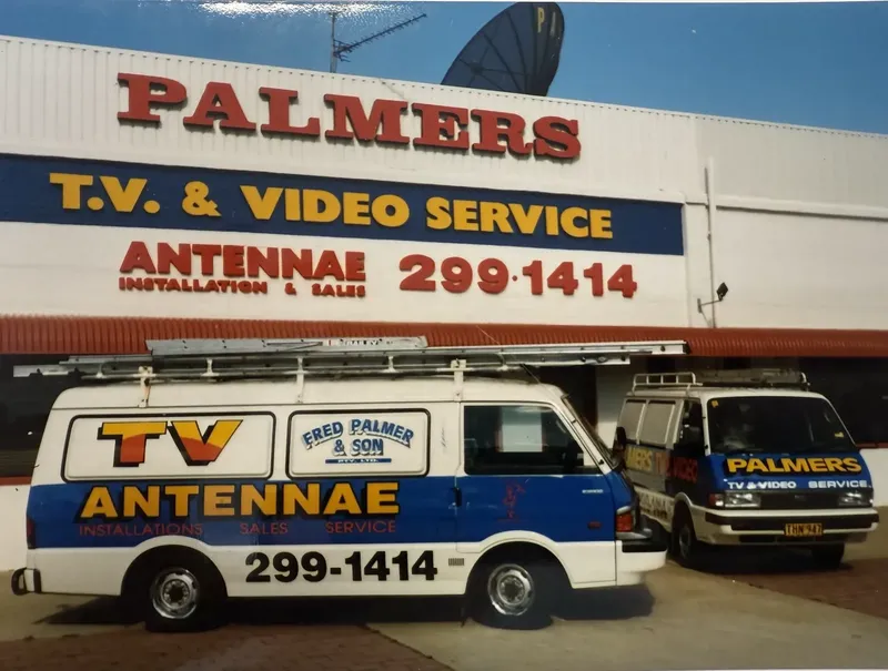 Palmers TV and Video Service — the original shopfront and van